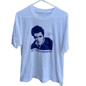 Vintage Elvis Presley 10th Anniversary Tee Shirt Size Small Portrait Face 80s